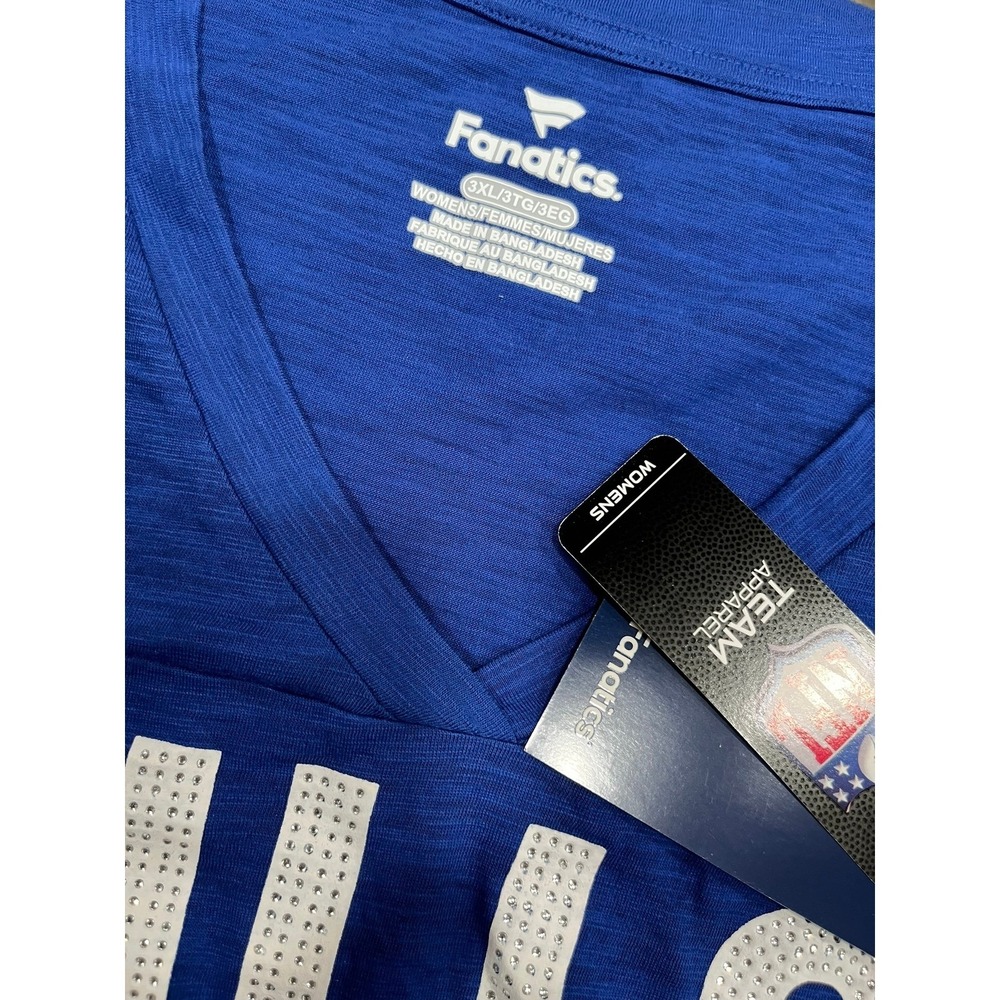 Fanatics Womens 3XL Royal Blue Buffalo Bills V Neck T Shirt Rhinestone NFL - Picture 2 of 4